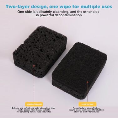 Набір губок для миття посуду 3 шт. 6,9 х 9,8 см чорний Okaywork