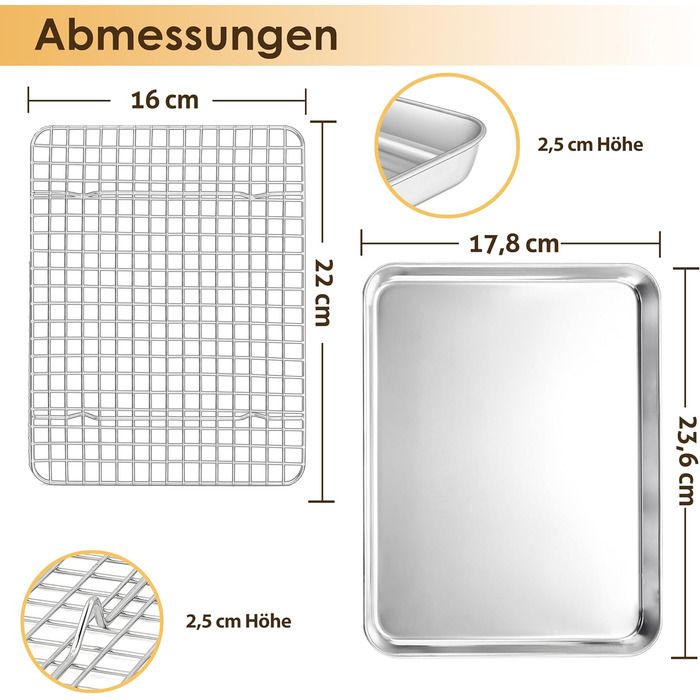 Деко для випікання з решіткою для охолодження, 23,6 x 17,8 см Herogo
