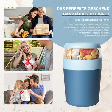 Стаканчик для пластівців 750 мл зі складаною ложкою, синій Swkien