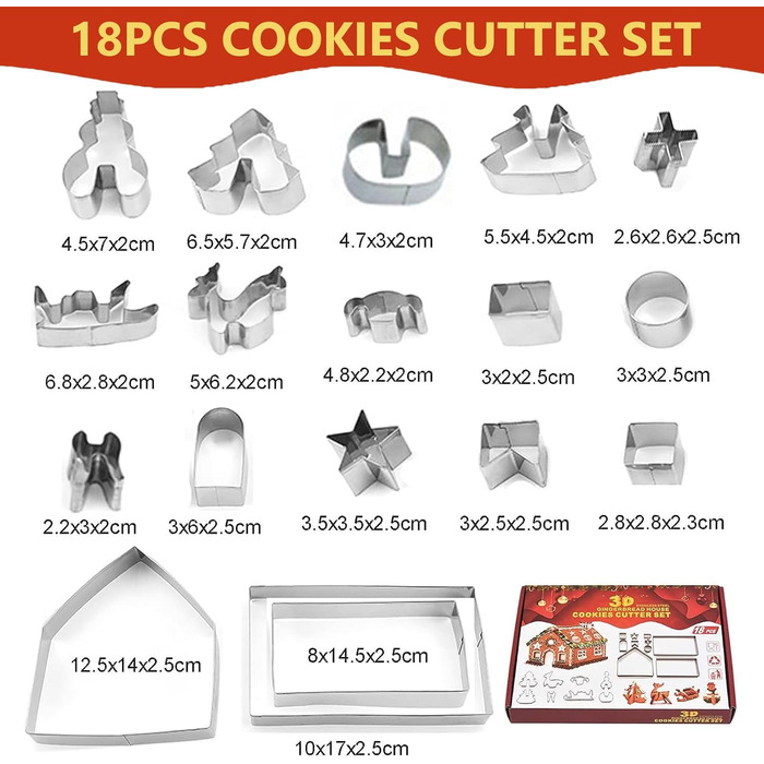 Набір формочок для печива 18 шт. з нержавіючої сталі WishesMar