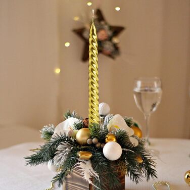 Набір з 4 конічних спіральних свічок 2 x 20 см, золотистий Bolosa