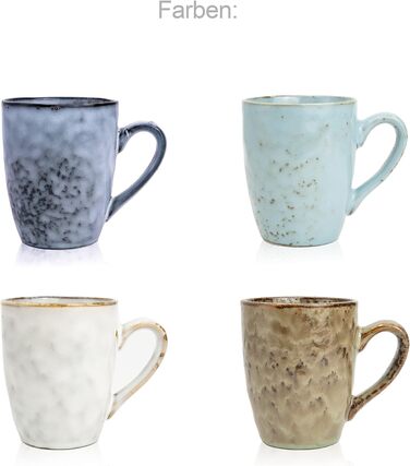 Набор кофейных кружек Singer Athens Набор кружек из 4 предметов для 4 керамических изделий, чайная кружка, расширяемая, с ручкой, повседневная, специальный завтрак, бранч, набор кружек на открытом воздухе Кофейная кружка 300 мл 4 шт.