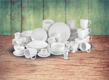 Набір посуду на 8 персон, 80 предметів, білий Luna Creatable