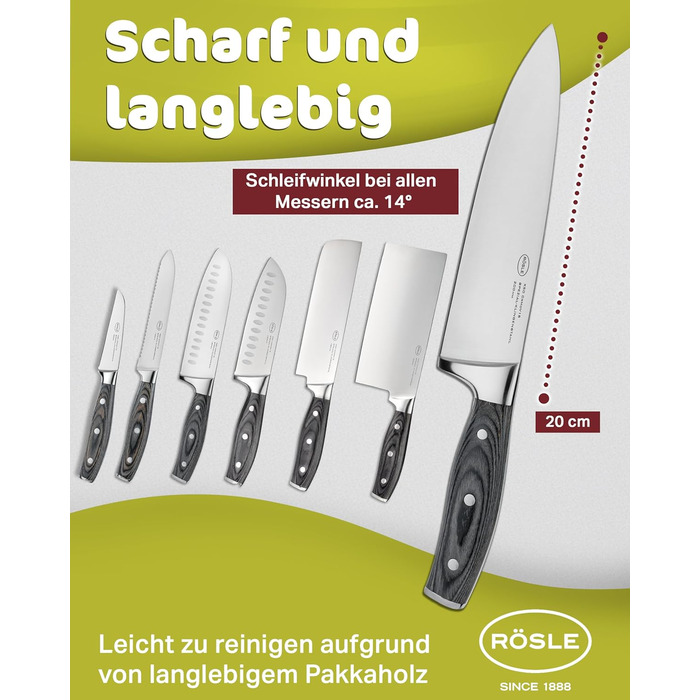 Нож поварской 20 см Wolfgrey Rosle