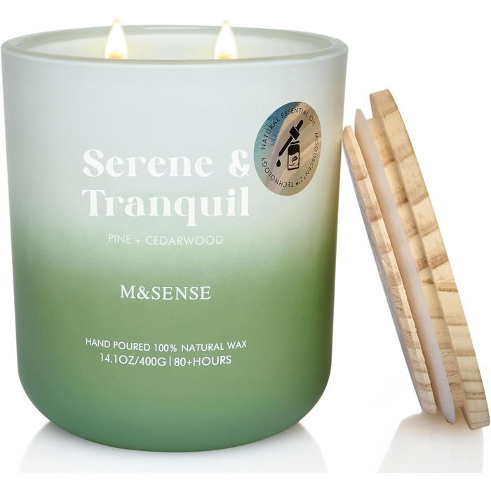 Ароматичні свічки з сосни та кедра в банці 400 г, час горіння 80 годин M&SENSE