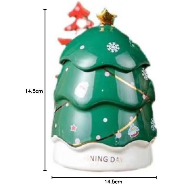 Кофейная кружка 400 мл Рождественская елка с крышкой и палочкой для перемешивания, зеленый YDoLimmer