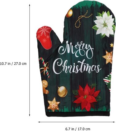 Різдвяний набір з 2 прихваток та 2 рукавичок для духовки, 4 предмети, зелений Cabilock