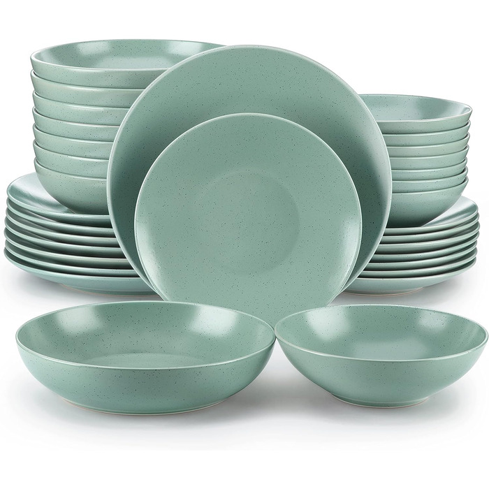 Столовий сервіз з керамограніту, комбінований сервіз vancasso з 32 предметів Карст з фаянсу, набір посуду вінтажного вигляду для 4-12 осіб (Sabine-tq, посуд на 8 осіб)