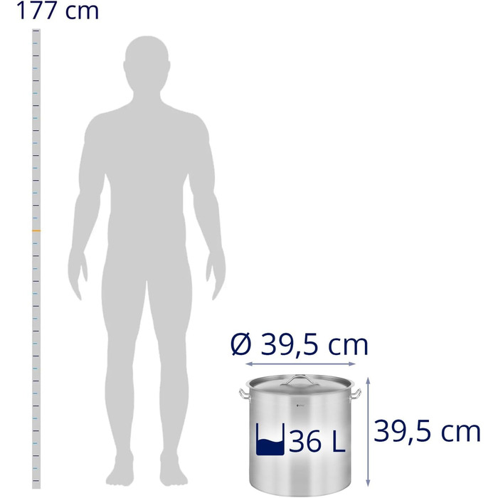 Індукційна каструля Royal Catering Ø 32 см з кришкою Каструля з нержавіючої сталі Індукційна каструля Індукційна каструля Каструля з нержавіючої сталі (36 л)