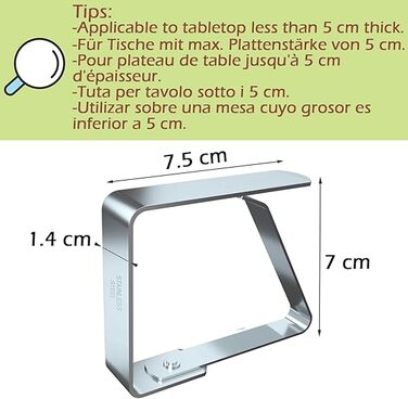 Затискачі для скатертин з нержавіючої сталі 4 предметів Blooven