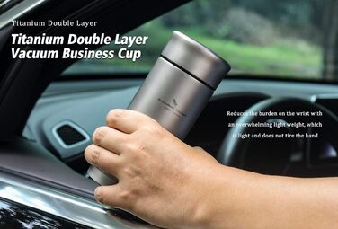 Титановые термосы Бутылки 450 мл Вакуумная кружка с фильтром Женщины Мужчины Спорт Велоспорт Бутылка для воды Двухслойная Легкая Походная Кемпинг Портативная Чай Кофе Вино Бизнес-Чашка Ti3010D (300 мл Ti3009d)