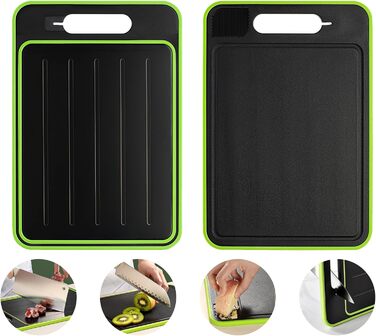 Доска для размораживания и нарезки 31 x 21 см, черный/зеленый UptVin
