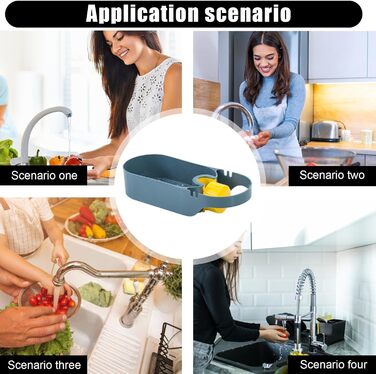 Стійка для зберігання крана для раковини, органайзер для кухонної раковини, кухонний кран, багатофункціональна стійка для крана для раковини, зберігання посуду, кухонне начиння, стійка для зливу для дому, ванної кімнати, щітки для мила (Balu)