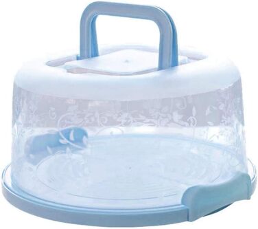 Переносний контейнер для тортів, коробка для зберігання їжі з ручкою, кругла переноска для тортів, тримач для тортів, прозора коробка для тортів для зберігання (синя)