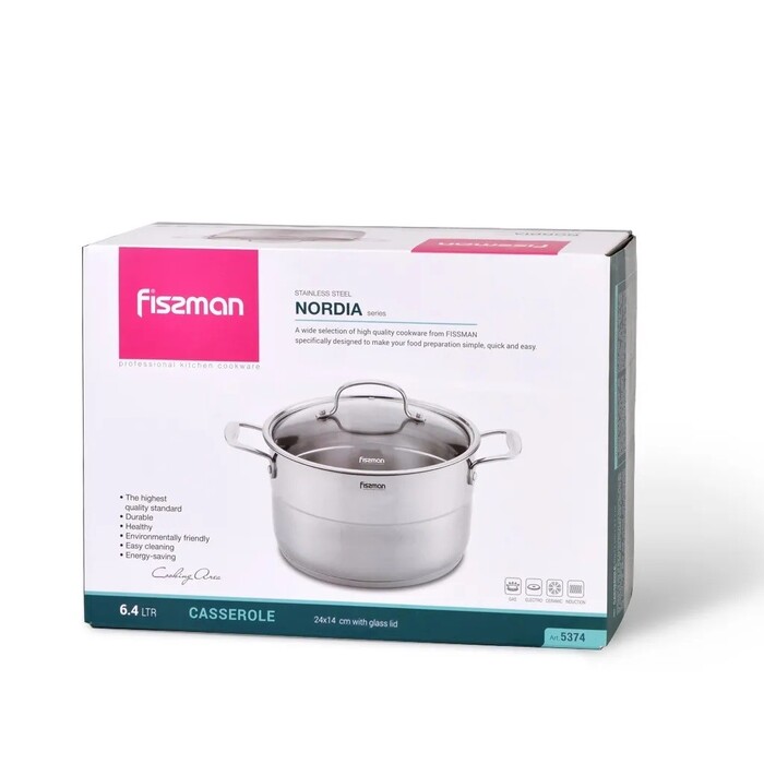 Каструля Fissman NORDIA 24x14 см / 6,4 л з кришкою (5374)