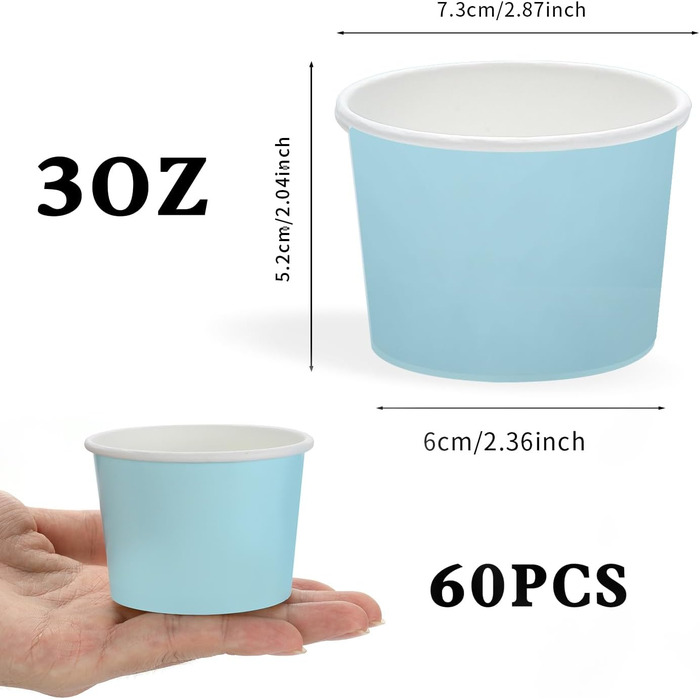 Набір паперові стаканчики для морозива 60 шт. 85 мл ZALAON