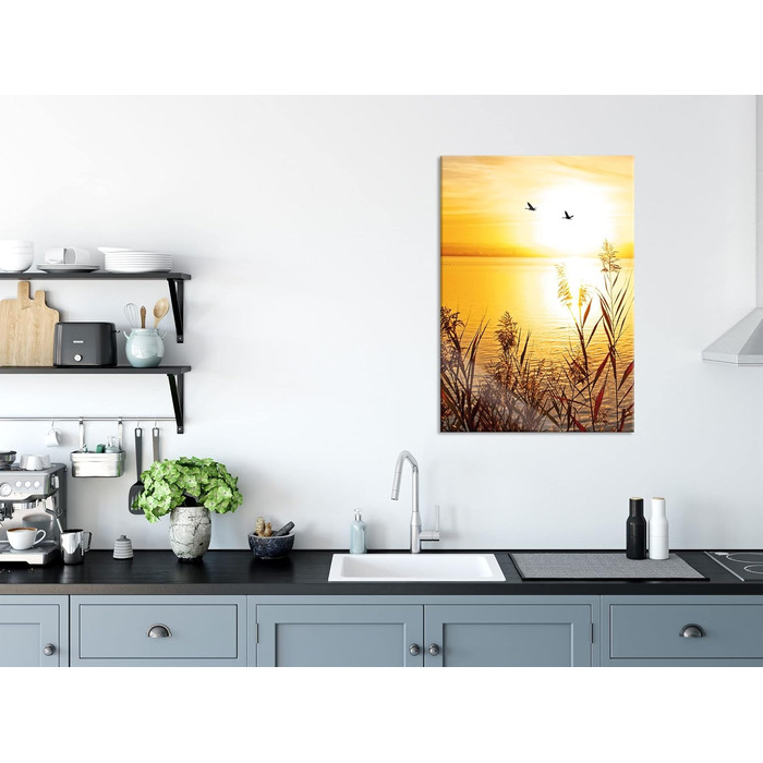 Скляна картина "Захід сонця на озері" 70 x 100 см Pixxprint