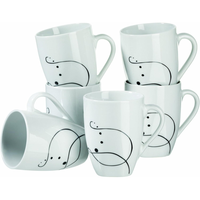 Серія шансон, порцеляновий набір посуду, на 6 персон, білий (набір кавових кухлів з 6 шт. )