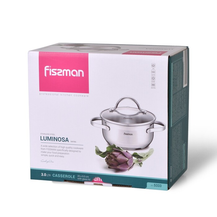 Каструля зі скляною кришкою 20 см 3 л LUMINOSA Fissman