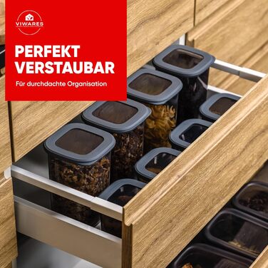 Банки для хранения с герметичными крышками Набор из 24 контейнеров для хранения БЕЗ БИСФЕНОЛА А Для мюсли, хранения муки и сахара Практичный кухонный ящик для хранения всех продуктов антрацит / набор из 24 шт.