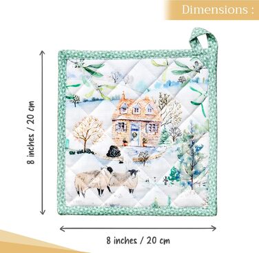 Рукавички для духовки Maison d&39 Hermine, підставки для каструль, 100 бавовна, термостійкі кухонні рукавички, рукавички для духовки (19 см x 33 см) та підставки для каструль (20 см x 20 см) для приготування їжі, Morzine - Рукавички для духовки на День по