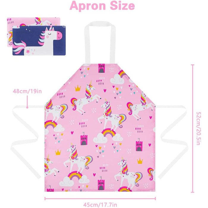 Набір дитячих фартухів 2 шт 45 х 52 см темно-синій рожевий HOTUT