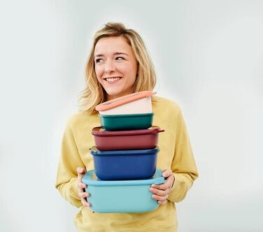 Прямокутний набір з 3 предметів Cirqula з кількома лотками - Банки для зберігання з кришкою - підходить як ящик для зберігання, холодильник, морозильна камера та посуд для мікрохвильової печі - 750, 1500 і 3000 мл - (Nordic Black, набір 3 шт. и (500, 1000