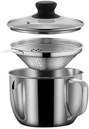 Сепаратор для отделения жира 1 л с крышкой, серебристый SENLUOV