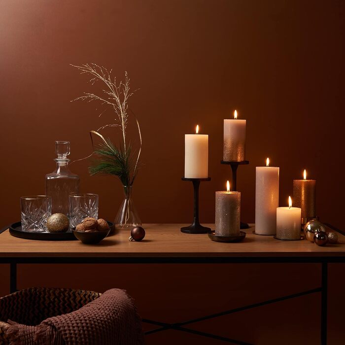 Свічка Bolsius Rustic Pillar XXL - 3 шт. и - 10 x 10 см - Декоративні побутові свічки - Час горіння 62 години - Без запаху - Містить натуральний рослинний віск - Без пальмової олії (Taupe)