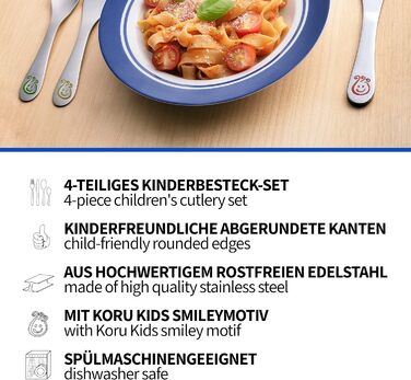 Дитячі столові прибори Смайлик, набір 4 предмети Koru Kids
