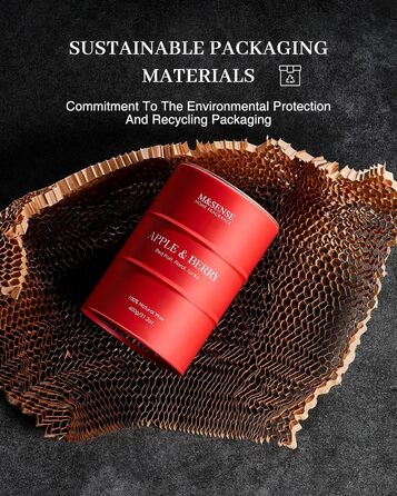 Ароматичні свічки M&SENSE з натурального соєвого воску, натуральна соєва свічка для домашнього декору, тривалий час горіння до 70 годин, класні подарунки зі свічками для чоловіків та жінок (600 г, яблуко-ягідний)