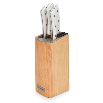 Набір ножів Fissman 6 предметів ULM у дерев`яній підставці з вбудованим точилом (2743)