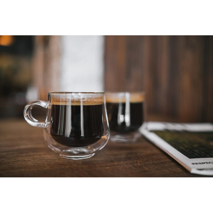 Консимо. Кофейные бокалы с двойными стенками Бокалы для коктейлей Стаканы для воды Стакан для чая Чашка для чая - Прозрачный набор из 2 шт. (Bolla, 250 мл)