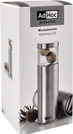 Млин для мускатних горіхів 12,5 см, сріблястий Muskatino AdHoc