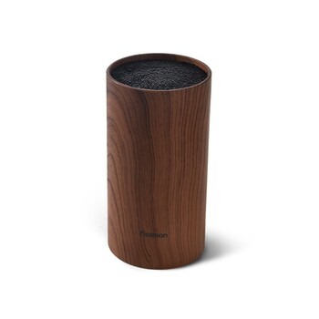 Підставка Fissman для кухонних ножів та ножиць 11x22 см кругла, колір ДЕРЕВО пластик (12876)