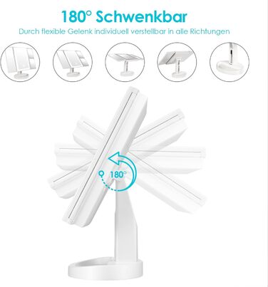 Дзеркало косметичне настільне з підсвічуванням та 10-кратним збільшенням Vialex