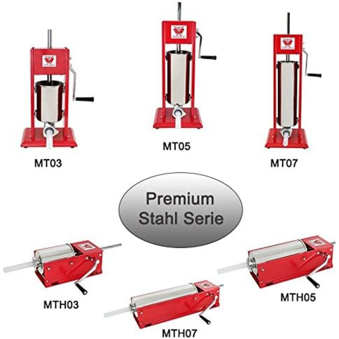 Машина для наповнення ковбаси професійна вертикальна 7 л, червоний MT07 Beeketal