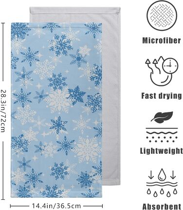 Різдвяні кухонні рушники Kwlegh, рушник для рук, різдвяна ялинка, цукерка-тростина, сніжинка, рушник для пальців, набір з 2 шт. , милий чоловічий банний рушник, високопоглинаючі рушники, 36 x (синя сніжинка)