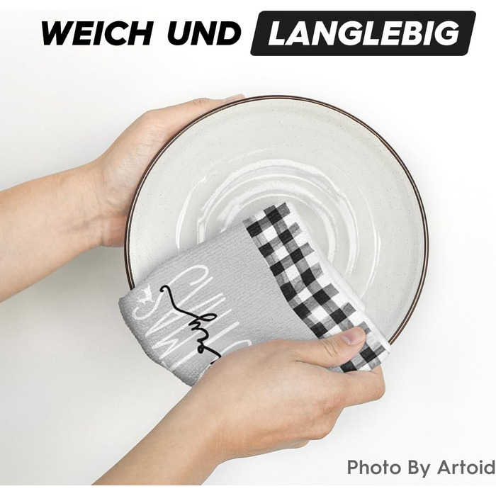 Набір з 4 різдвяних кухонних рушників 42 x 65 см чорний/білий Artoid Mode