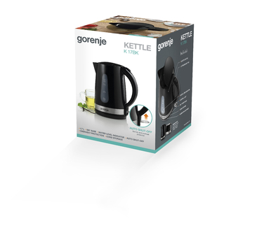 Gorenje Електрочайник, 1,7л, пластик, чорний