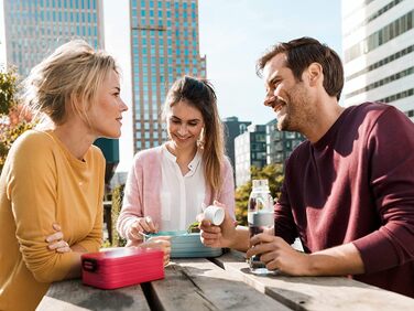 Ланч-бокс з Bento Box - Для 4 бутербродів або 8 скибочок хліба - Ланч-бокс для невеликих перекусів і залишків їжі - Ланч-бокс для дорослих - Фуд-бокс з відділеннями - (яскравий бузковий, Bento Lunchbox midi TAB)