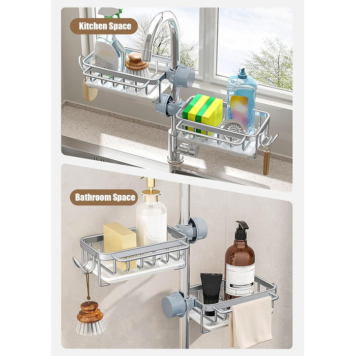 Органайзер для кухонного крана, сріблястий 27 x 15 x 9 см Baxnore