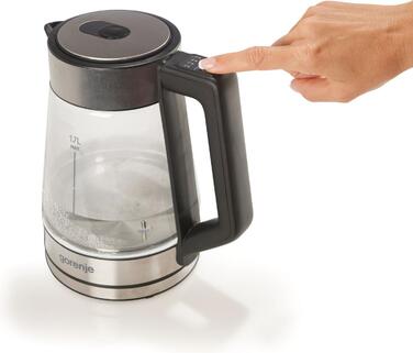 Gorenje Електрочайник 1.7л, 2,200 Вт, скло, нерж