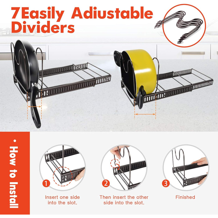 Держатель крышки кастрюли с 8 регулируемыми отделениями Masthome