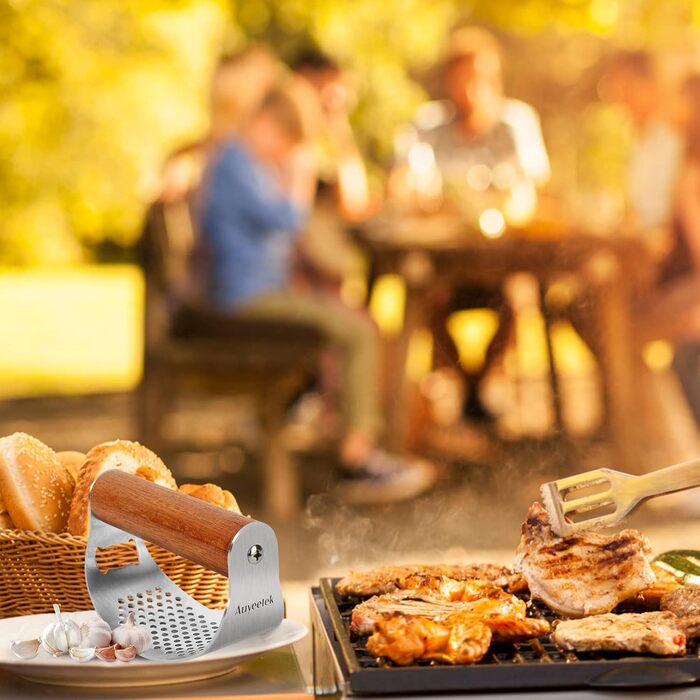 Часниковий прес з дерев'яною ручкою 10 x 5,1 см Auyeetek