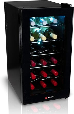 Винний холодильник до 18 пляшок чорний alpina