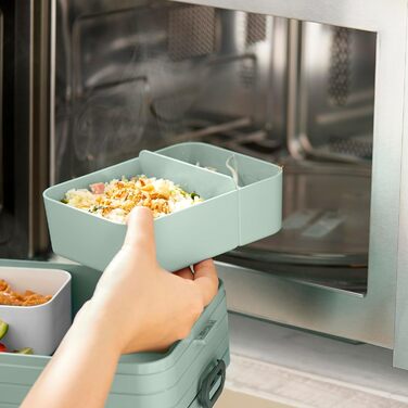 Ланч-бокс з Bento Box - На 4 бутерброди або 8 скибочок хліба - Ланч-бокс для невеликих перекусів і залишків їжі - Ланч-бокс для дорослих - Фуд-бокс з відділеннями - (Nordic Sage, Bento Lunchbox midi TAB)