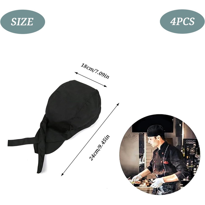 Набір із 4 кухарських шапок чорний Dzsomt