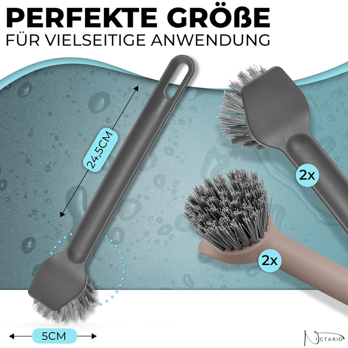 Щітка для посуду з нейлоновою щетиною та скребком 4 шт 24,5 см Nictario