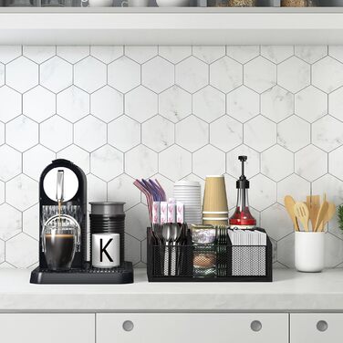 Органайзер для кофейных аксессуаров, снеков, столовых приборов, канцелярии с 5 отделениями, деревянный, черный NOVIMANGO